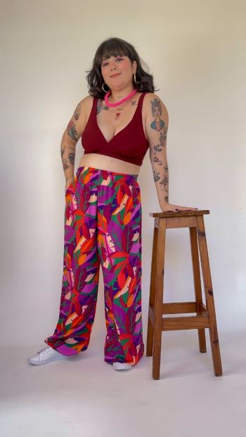 Calça Pantalona - Estampa Mangará